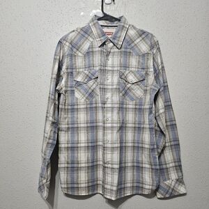 Levi’s Plaid Western Shirt Men’s Medium Snap Button Pearl Cotton